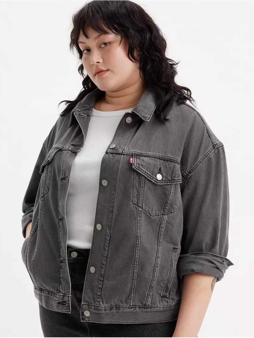 Levi's 90s Trucker Jacket Gray Black Washed Denim
